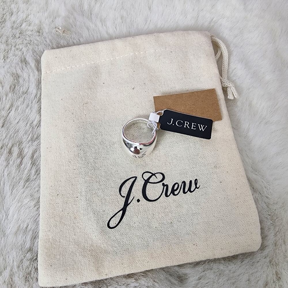 NEW J. Crew Chunky Sculptured Orb Dome Ring Silver Mirror Size 5